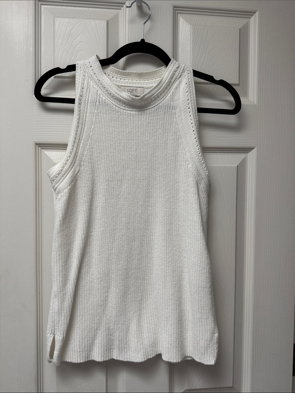 LOFT White Knit High-Neck Tank
